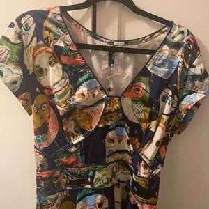 Eshakti Owl Print Dress, NWOT, XL